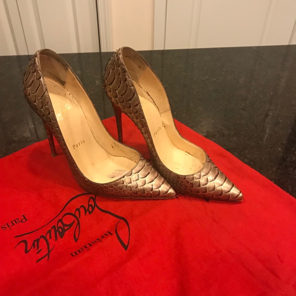 Authentic Christian Louboutin Gold Python
